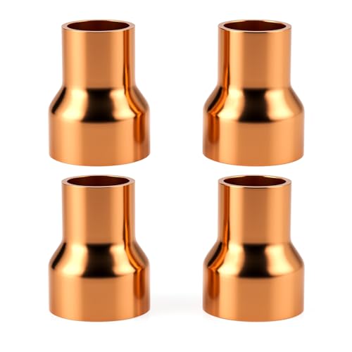 GASHER 4Pcs 118 to 78 ID Copper Reducer Reducing Copper Coupling Fitting Straight with Sweat End for HVAC Refrigeration System - Image 1