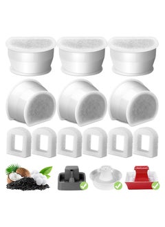 6-Pack Cat Fountain Replacement Carbon Filters & Foam, Compatible with Ceramic Pagoda, Avalon, Butterfly, Sedona Automatic Water Bowls, Includes Pre-Filter Foam for Enhanced Purification.
