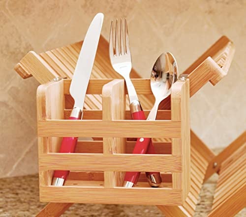 Lipper International 8823 Bamboo Wood 2-Compartment Flatware Holder with Metal Clips, 6-1/4" x 3-1/4" x 5" - Image 3
