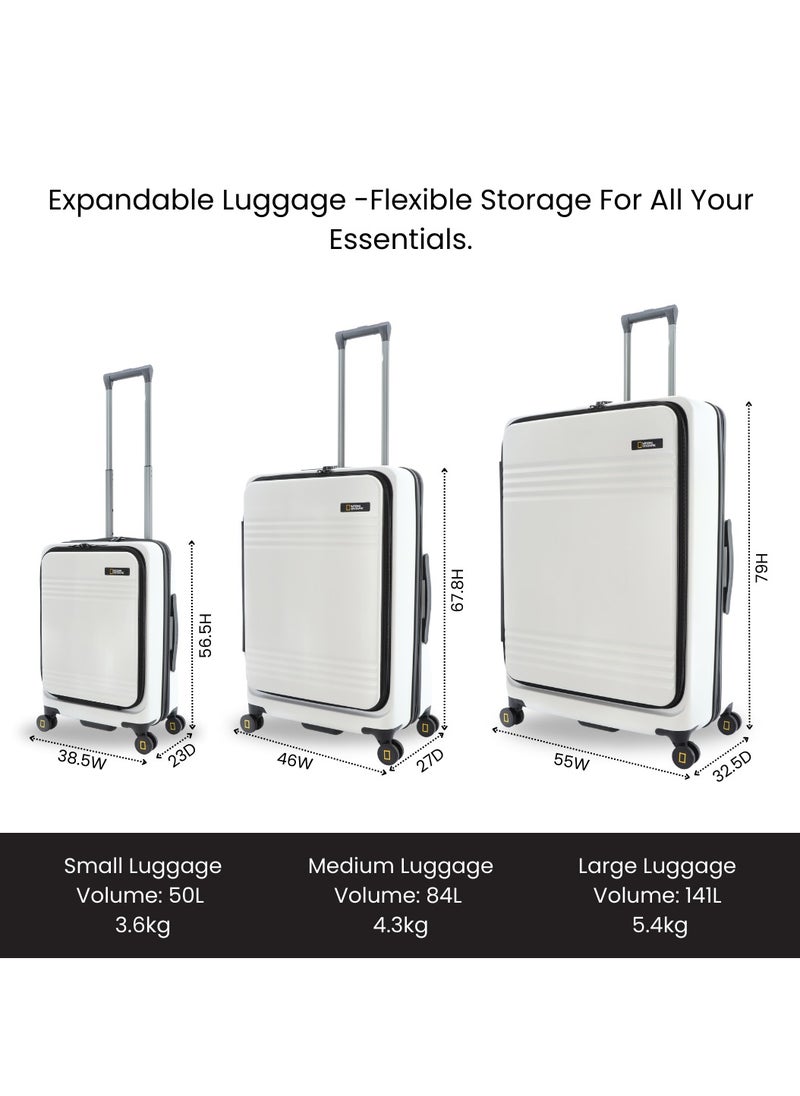 NATIONAL GEOGRAPHIC National Geographic Lodge Check-In Large Travel Suitcase, 100% PC Durable Lightweight Hard Shell Expandable Luggage, 4 Double Wheel, TSA Lock Trolley Bag White (71 cm/24 Inch).  - Image 5