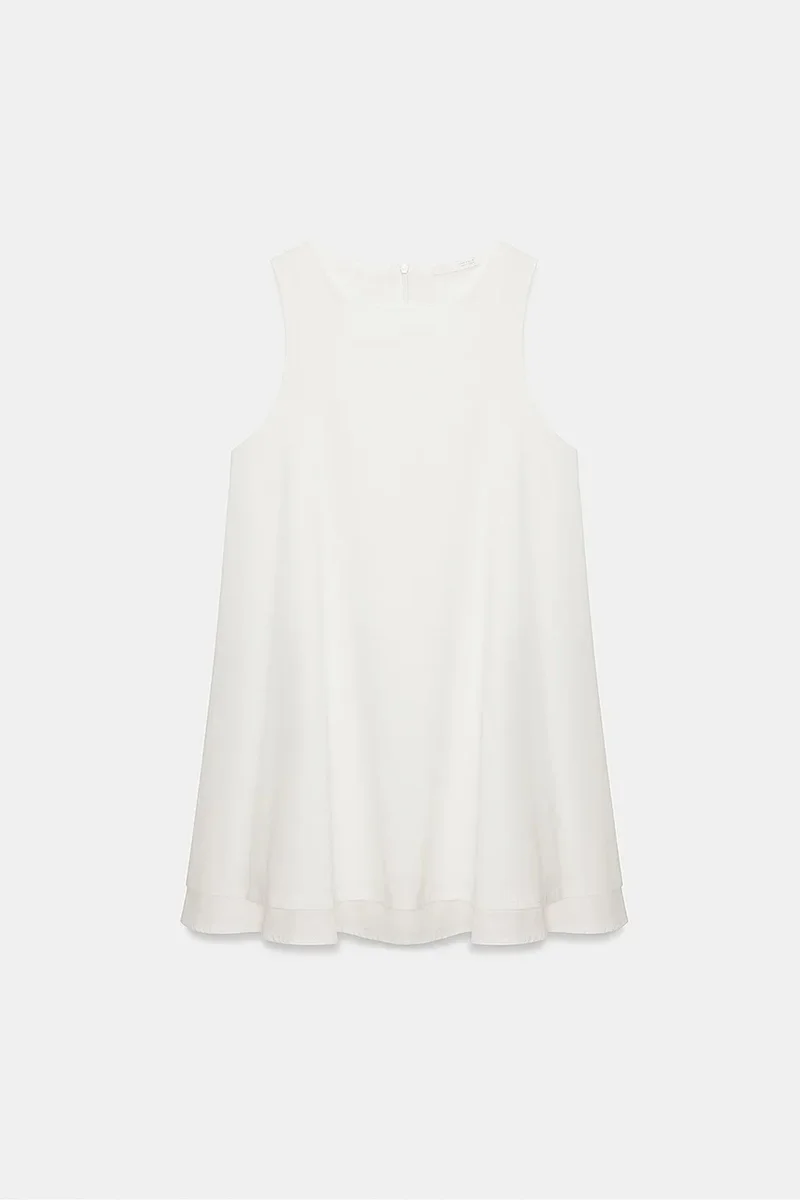 Dilvin White DILVIN Cotton Poplin Sleeveless Mini Shift Dress for Women | Best Price UAE