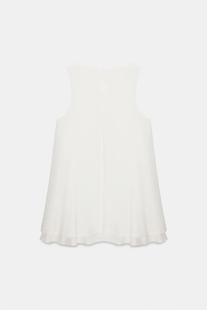 Dilvin White DILVIN Cotton Poplin Sleeveless Mini Shift Dress for Women | Best Price UAE