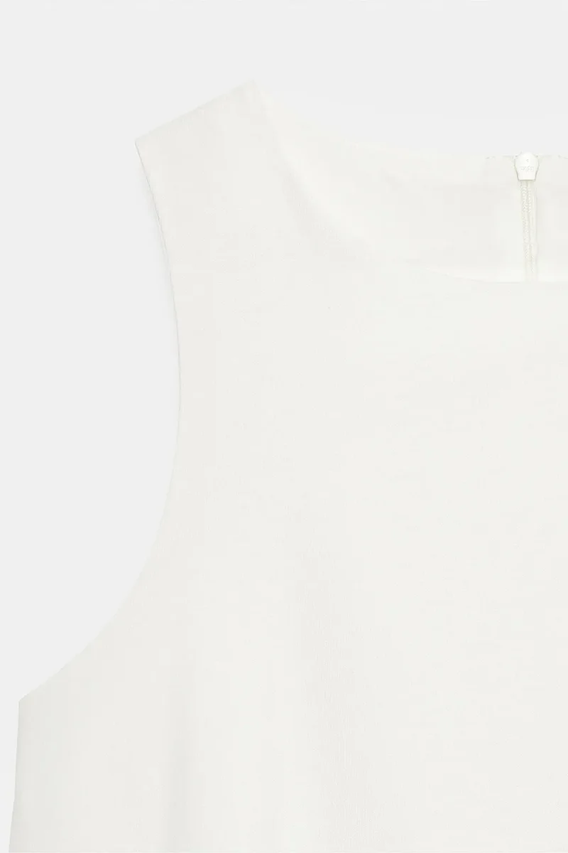 Dilvin White DILVIN Cotton Poplin Sleeveless Mini Shift Dress for Women | Best Price UAE