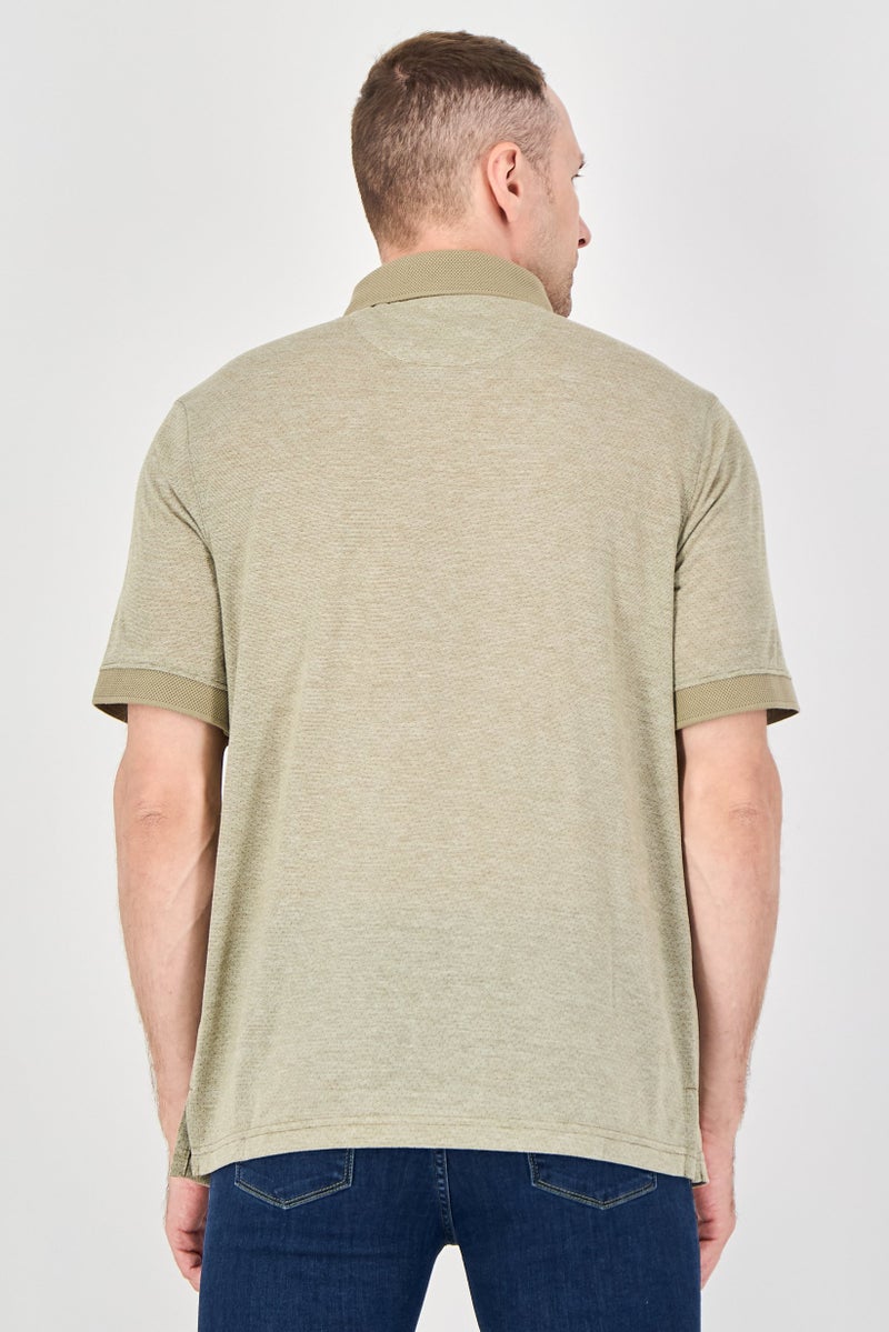 Thomas Sterling Men Regular Fit Short Sleeve Allover Print Polo Shirt, Dark Olive - Image 3