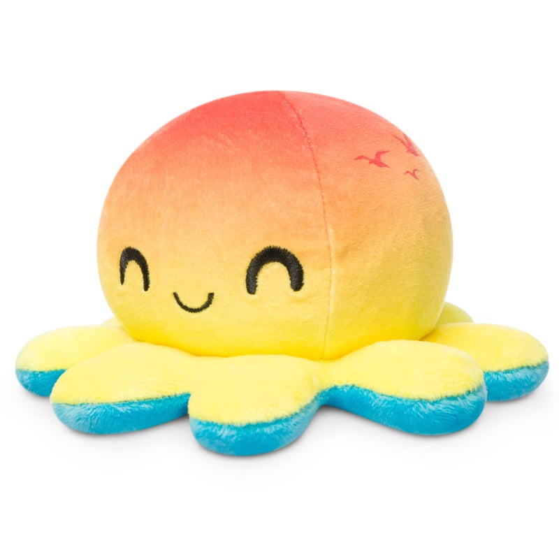 TeeTurtle - The Original Reversible Octopus Plushie - Sunset + Ocean - Cute Sensory Fidget Stuffed Animals That Show Your Mood, 4 inch - Image 2