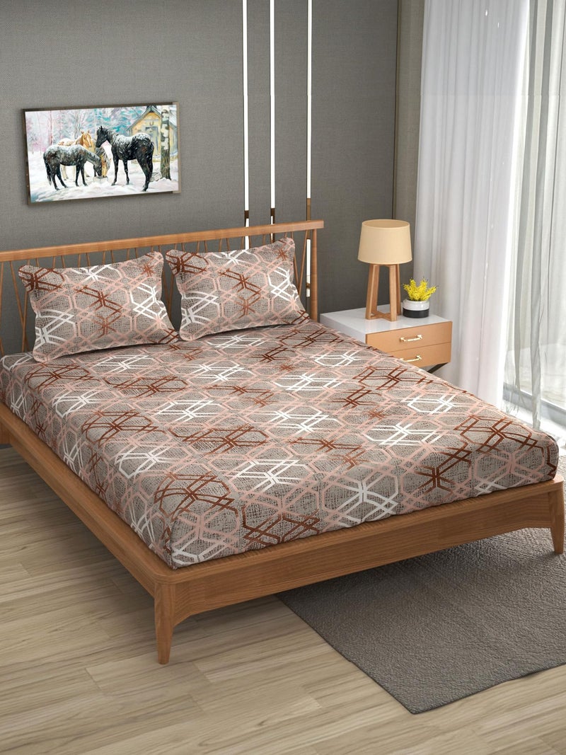 Furnofy 140 GSM Elastic Fitted King Size Double Bedsheet (78x 72 inches with 6" to 8" Pocket Size) with 2 Pillow Covers (18x 27 inches) - All Around Abstract Print- Multicolors - Image 2