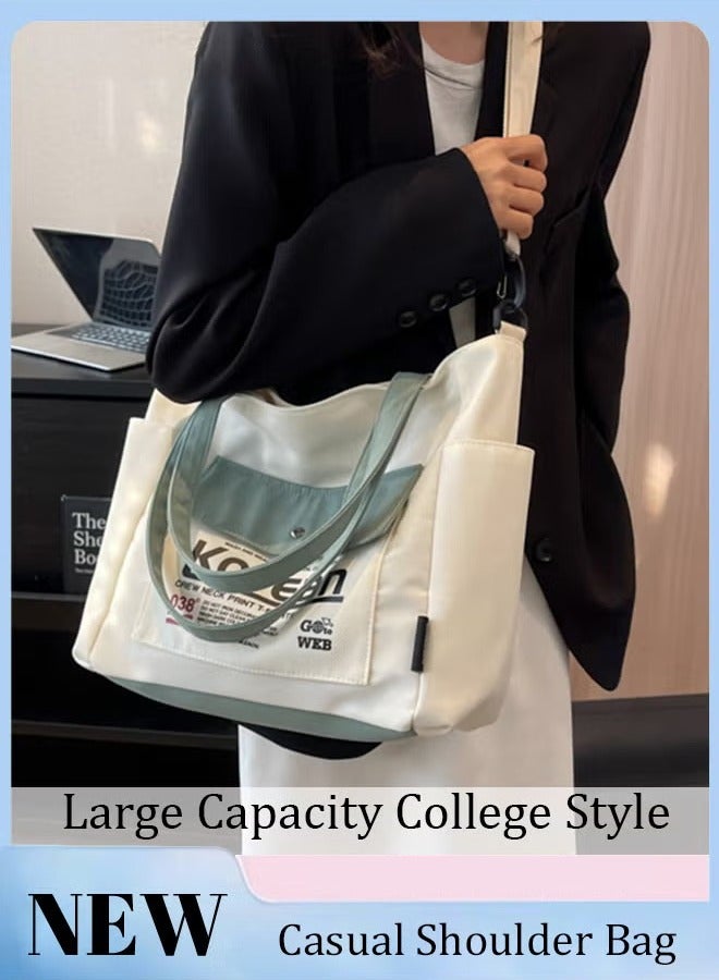 Canway Large Capacity Shoulder Bag Durable Macaron Color Scheme Smooth Zipper Tote Bag - Image 1