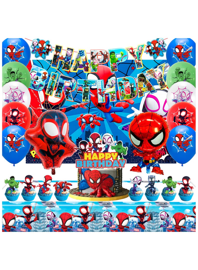 إيلوفهابرتي مستلزمات حفلة عيد ميلاد بطابع سبايدرمان وأصدقاؤه، 30 قطعة مجموعة زينة حفلة سبايدرمان الصغير وأصدقاؤه - زينة كعكة بطابع سبايدرمان وأصدقاؤه للأطفال حفلة عيد ميلاد سبايدرمان - Image 1