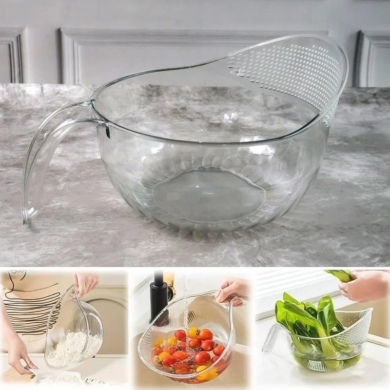 SUPERMOM Kitchen Accessories Item – Multipurpose Transparent Plastic Bowl/Basket with Handle – Durable & Lightweight Strainer for Kitchen, Fruits, Vegetables & Everyday Essentials (Pack of 1) - Image 3
