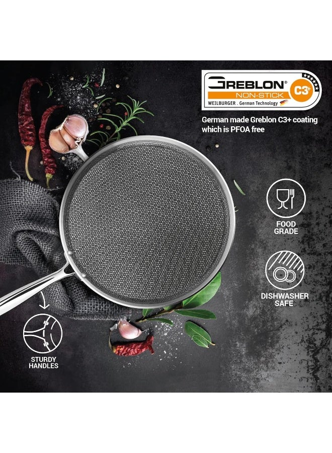 Milton Pro Cook Triply Hexa Tech Induction Stainless Steel Tawa, 28 Cm,Silver, Honeycomb Non-Stick Structure, Sturdyhandle, Food Grade, Flame & Hot Plate Safe - Image 4