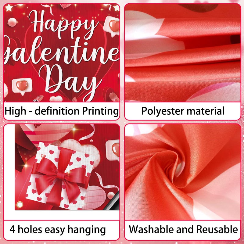 rosulasi Happy Galentines Day Banner Backdrop Galentines Day Decorations Red Pink 71 X 43 Inch Galentine Photo Booth Props Background for Photograph Indoor Outdoor Holiday Home Wall Garage Door Party Supplies - Image 3