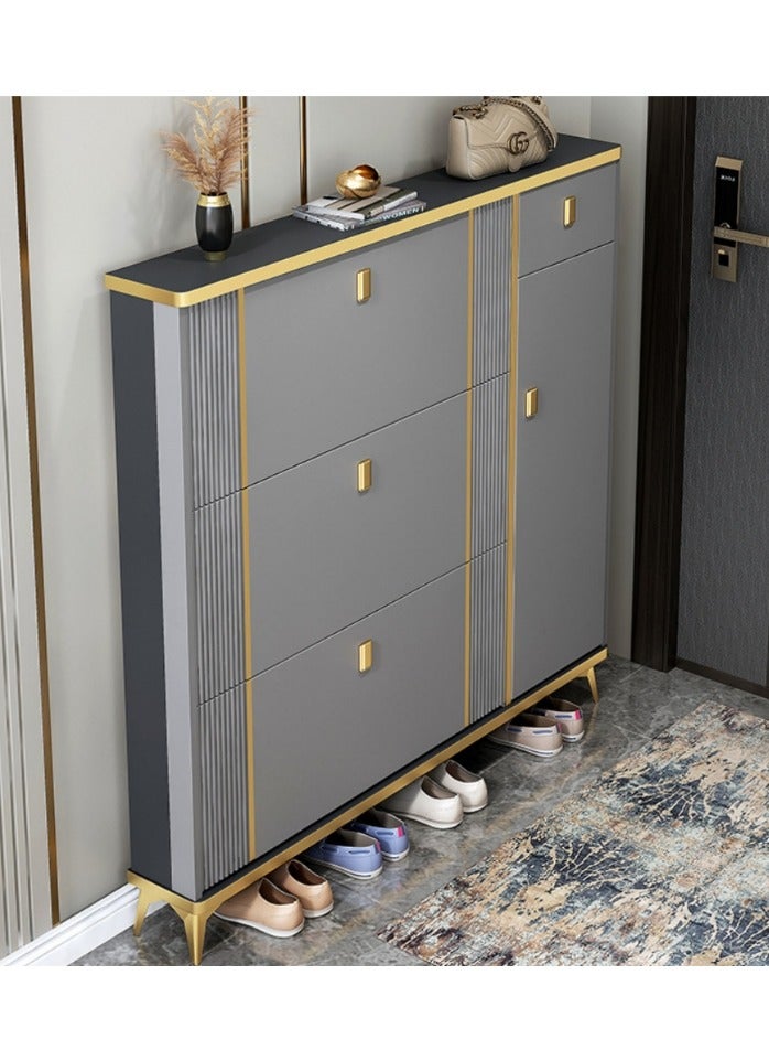 خزانة أحذية رفيعة للمدخل، خزانة أحذية بثلاثة أدراج قابلة للطي، خزانة أحذية للمدخل للمنزل والشقق - Image 1