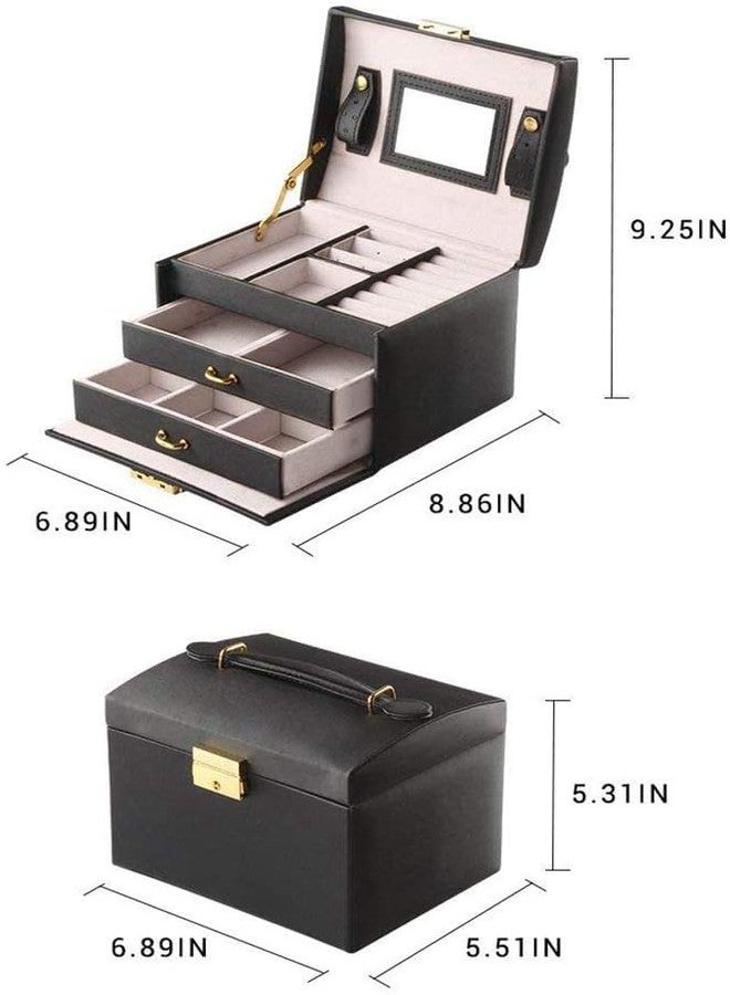 Crobat صندوق مجوهرات كروبات، صندوق مجوهرات جلدي فاخر على الطراز الأوروبي مع درج، صندوق تخزين أقراط مرصعة، صندوق خواتم (متعدد الألوان) - Image 2