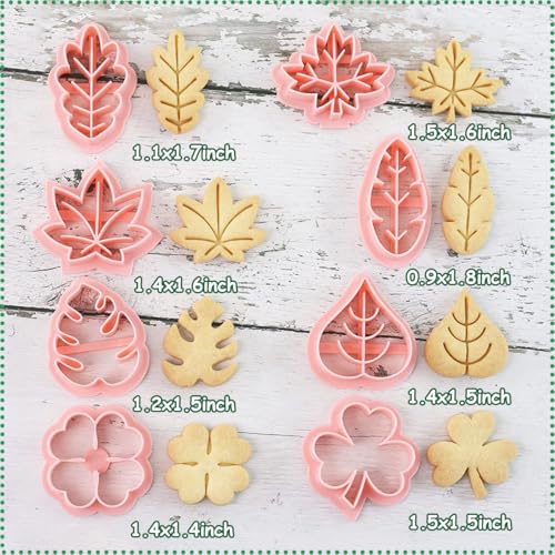 Lutoku 8pcs Mini Leaf Cookie Stamps, One-touch Molding 3d Raised Design Cookie Cutters, suitable for Tropic, Fall, Thanksgiving, Holiday & Party Treats Frosting Decoration (Leaf) - Image 2