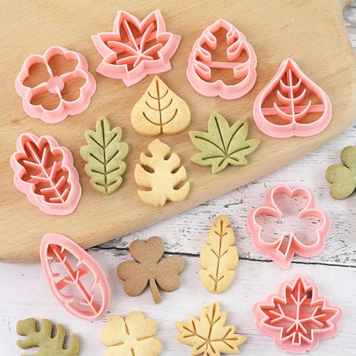 Lutoku 8pcs Mini Leaf Cookie Stamps, One-touch Molding 3d Raised Design Cookie Cutters, suitable for Tropic, Fall, Thanksgiving, Holiday & Party Treats Frosting Decoration (Leaf) - Image 5
