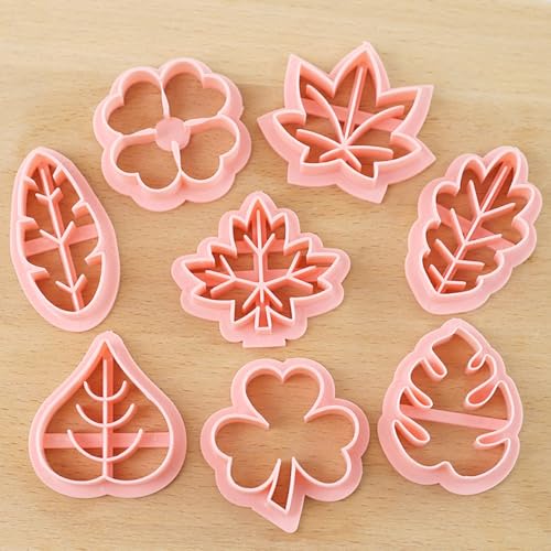 Lutoku 8pcs Mini Leaf Cookie Stamps, One-touch Molding 3d Raised Design Cookie Cutters, suitable for Tropic, Fall, Thanksgiving, Holiday & Party Treats Frosting Decoration (Leaf) - Image 4