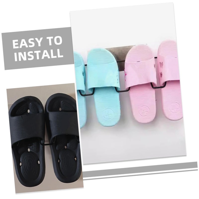 Wall Mounted Shoe Rack 2 Pack Adhesive No Drill Slipper Holder For Bathroom Hallway Space Saving Storage Organizer White - Image 4