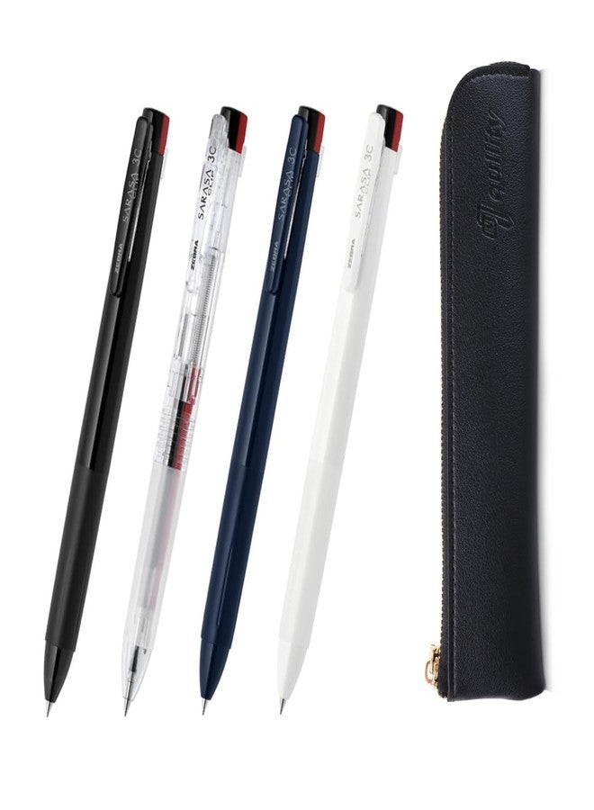 QULLITY ZEBRA SARASA Clip 3C 0.5mm Multicolor Pen 4 Color Set, qullity original Black slim pen case - Image 1