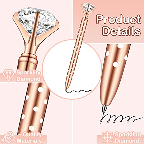 PASISIBICK 16 Pcs Big Diamond Pens-Bling Wedding Crystal Metal Ballpoint Pens with Black Ink (4 Mixed Colors) - Image 3