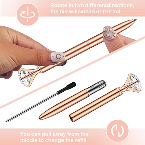 PASISIBICK 16 Pcs Big Diamond Pens-Bling Wedding Crystal Metal Ballpoint Pens with Black Ink (4 Mixed Colors) - Image 2