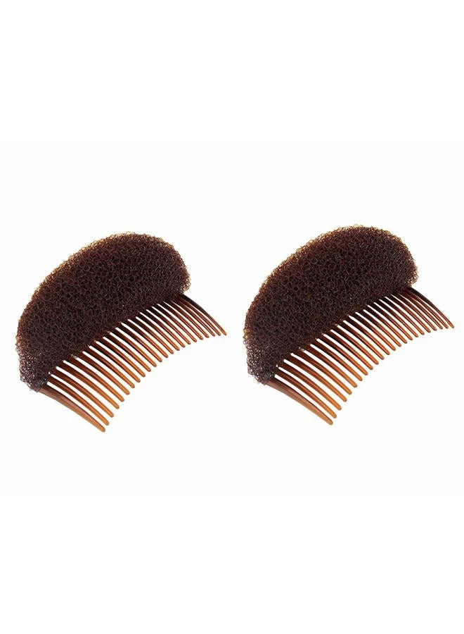 NaRaMax 2PCS Hair Clip with Sponge Base Inserts, Bump It Up Pads, Bun Maker, Styling Accessories, Charming Comb Braid Tool (Brown) - Image 1