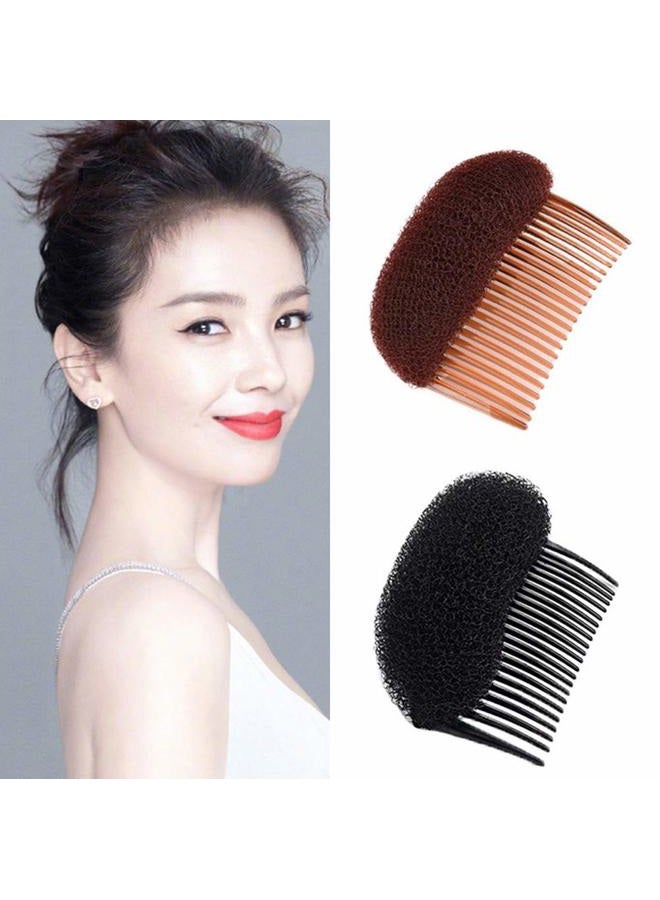 NaRaMax 2PCS Hair Clip with Sponge Base Inserts, Bump It Up Pads, Bun Maker, Styling Accessories, Charming Comb Braid Tool (Brown) - Image 4