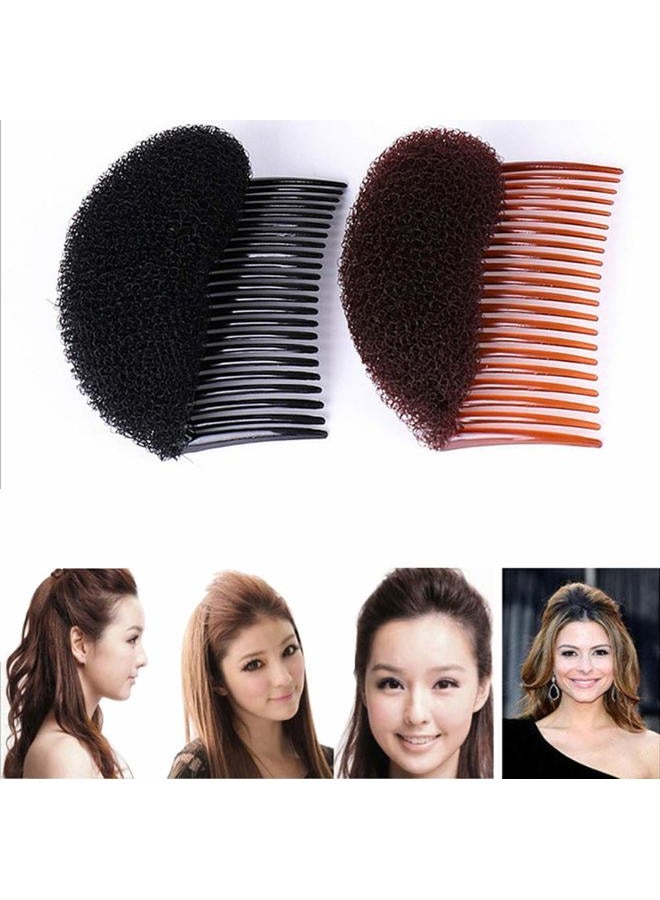 NaRaMax 2PCS Hair Clip with Sponge Base Inserts, Bump It Up Pads, Bun Maker, Styling Accessories, Charming Comb Braid Tool (Brown) - Image 3
