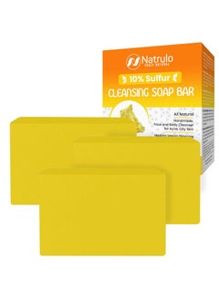 10 Sulfur Soap Cleansing Bar for Face  Body  All Natural Sulfur Facial Cleanser for Acne Oily Skin  Skincare Blend of Lemongrass Tea Tree Essential Oil Vitamin E Coconut Milk  Sulfur Soap Bar