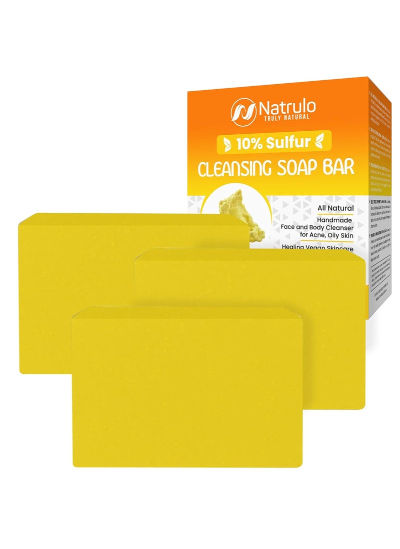 Natrulo - 10 Sulfur Soap Cleansing Bar for Face  Body  All Natural Sulfur Facial Cleanser for Acne Oily Skin  Skincare Blend of Lemongrass Tea Tree Essential Oil Vitamin E Coconut Milk  Sulfur Soap Bar - Image 1