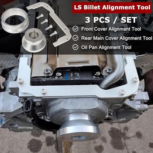 Camoo LS Front Rear Cover Alignment Tool & Oil Pan Alignment Tool Kit Billet Aluminum Rear Main Seal Installer for GM LS Engine 4.8 5.3 5.7 6.0 LS1 LS2 LS3 LS6 L99 LS4 LS9 LSA LQ4 LQ9 L76 L92 - Image 2