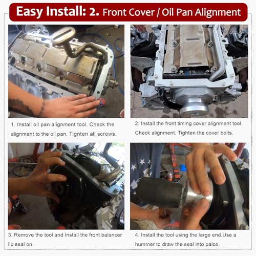 Camoo LS Front Rear Cover Alignment Tool & Oil Pan Alignment Tool Kit Billet Aluminum Rear Main Seal Installer for GM LS Engine 4.8 5.3 5.7 6.0 LS1 LS2 LS3 LS6 L99 LS4 LS9 LSA LQ4 LQ9 L76 L92 - Image 5