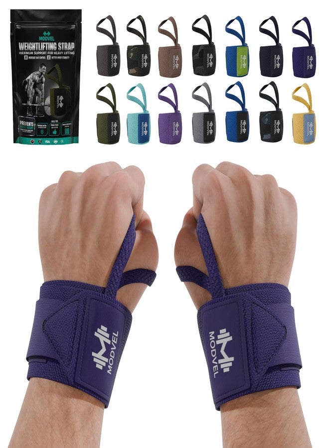 Modvel Adjustable Wrist Wraps for Gym & Lifting – Thick, Breathable Support Straps for Wrist Stability, Comfort & Grip – Ideal for Weight Training, CrossFit & Gym Workouts – Purple (2-Pack) - Image 1