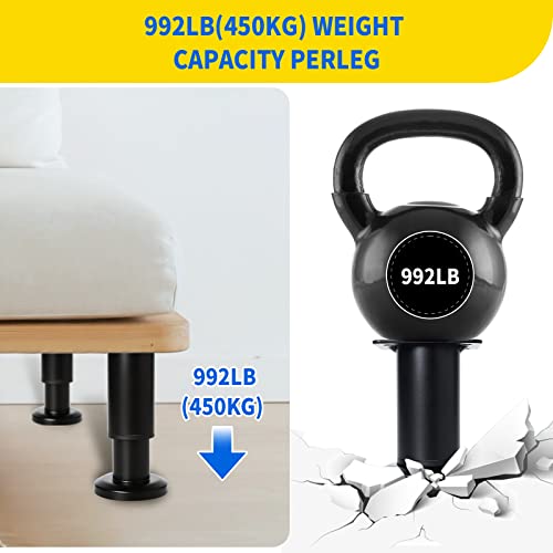 Olldag 4 Pcs Adjustable Height Furniture Support Legs [with Screws] 3.15-4.72 inch, Metal Heavy Duty Furniture Replacement Legs for Chair/Bed/Sofa/Cabinet/Couch/Dresser/Bed/Table (Black) - Image 4