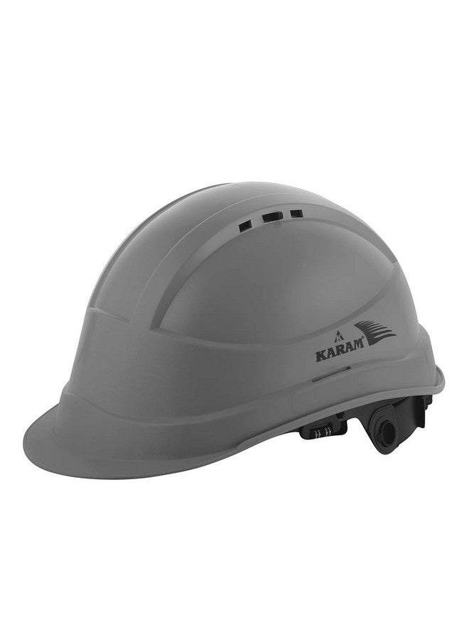 كرم خوذة أمان KARAM PN542 للرجال خوذة صناعية وبناء | تعديل من نوع ratchet مع حزام ذقن قابل للتعديل | تهوية وفتحة جانبية للتثبيت | خوذة صلبة معتمدة من EN | Apex Grey - Image 1