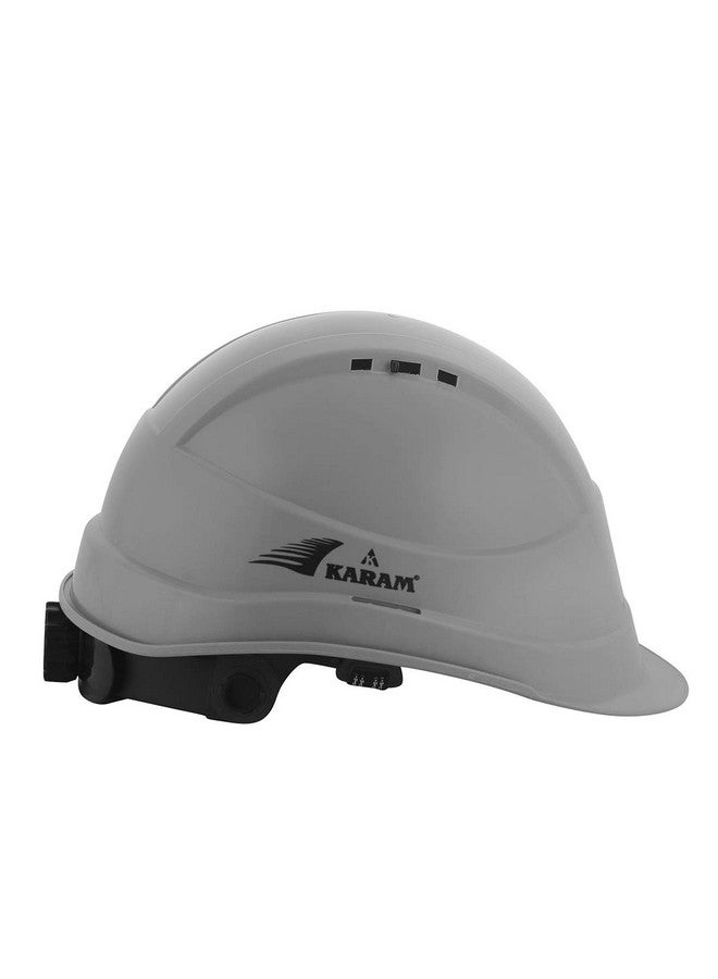 كرم خوذة أمان KARAM PN542 للرجال خوذة صناعية وبناء | تعديل من نوع ratchet مع حزام ذقن قابل للتعديل | تهوية وفتحة جانبية للتثبيت | خوذة صلبة معتمدة من EN | Apex Grey - Image 4