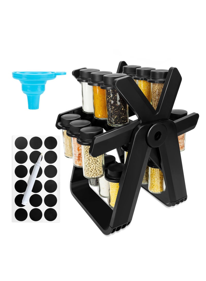 Excefore Rotating Spice Rack, Spice Rack Organizer, Revolving Spice Rack,Spice Rack for Countertop with Reuseable Lables, Revolving Tower Organizer Stainless Steel for Kitchen Storage - Image 1