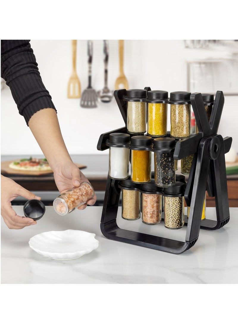 Excefore Rotating Spice Rack, Spice Rack Organizer, Revolving Spice Rack,Spice Rack for Countertop with Reuseable Lables, Revolving Tower Organizer Stainless Steel for Kitchen Storage - Image 3