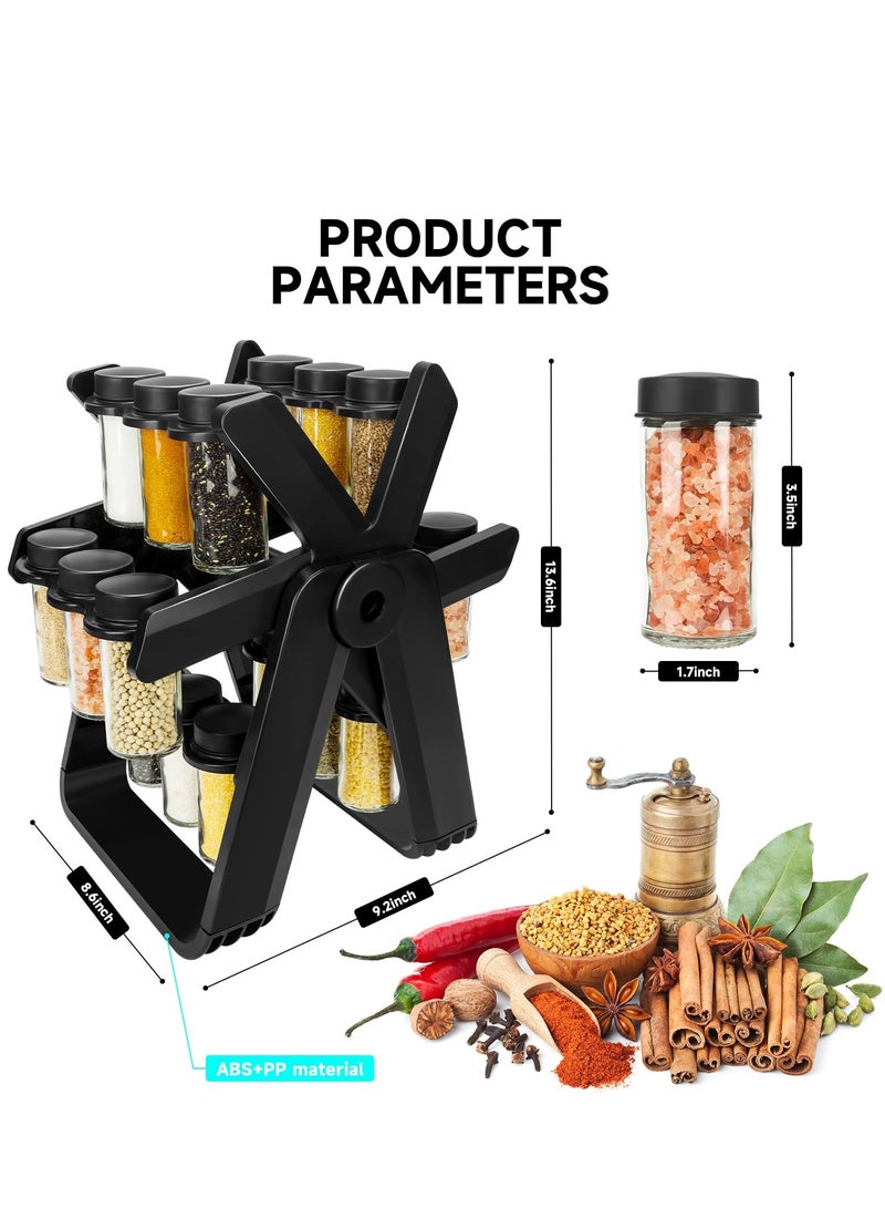 Excefore Rotating Spice Rack, Spice Rack Organizer, Revolving Spice Rack,Spice Rack for Countertop with Reuseable Lables, Revolving Tower Organizer Stainless Steel for Kitchen Storage - Image 4