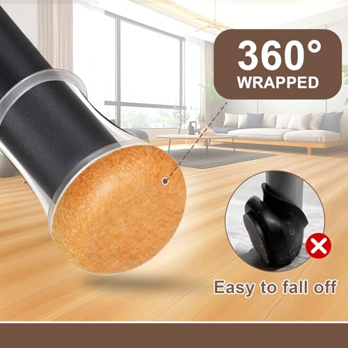 OCONDA 20 Pcs Chair Leg Floor Protectors for Hardwood Floors, Clear Rubber Furniture Sliders with Felt, Silicone Furniture Leg Caps Covers (Fit Round Diameter:12/16" to 1-3/16") - Image 3