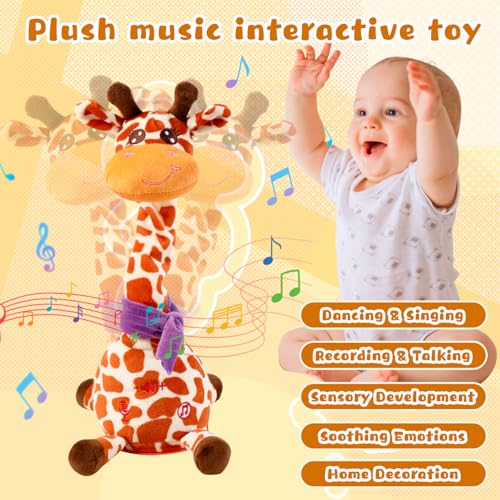 JISON21 Dancing Talking Giraffe Plush Toy Funny Singing Recording Repeating Musical Giraffe Unique Valentines Day Gift for Girlfriend Boyfriend Interactive Fun for Baby Toddlers KidsSpot - Image 5