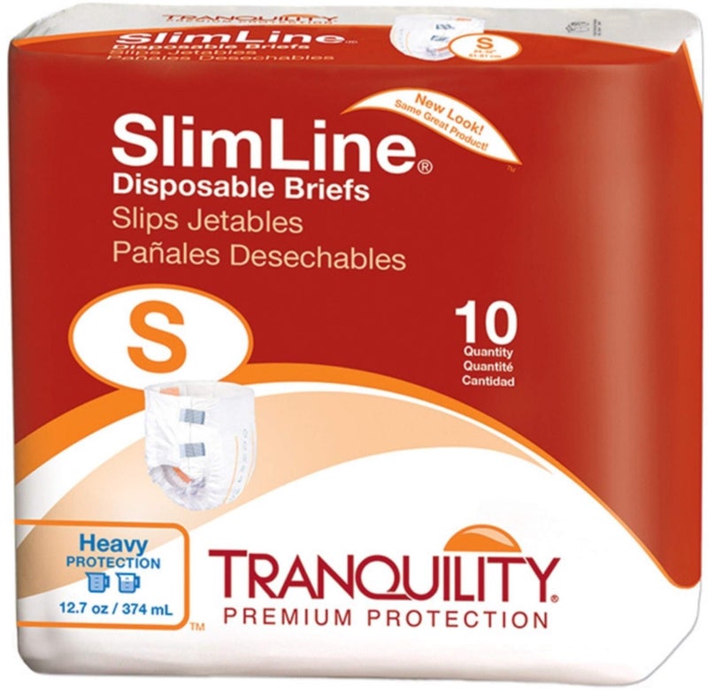 Tranquility Slimline Adult Incontinent Brief Tab Closure Small Disposable Heavy Absorbency Case of 100