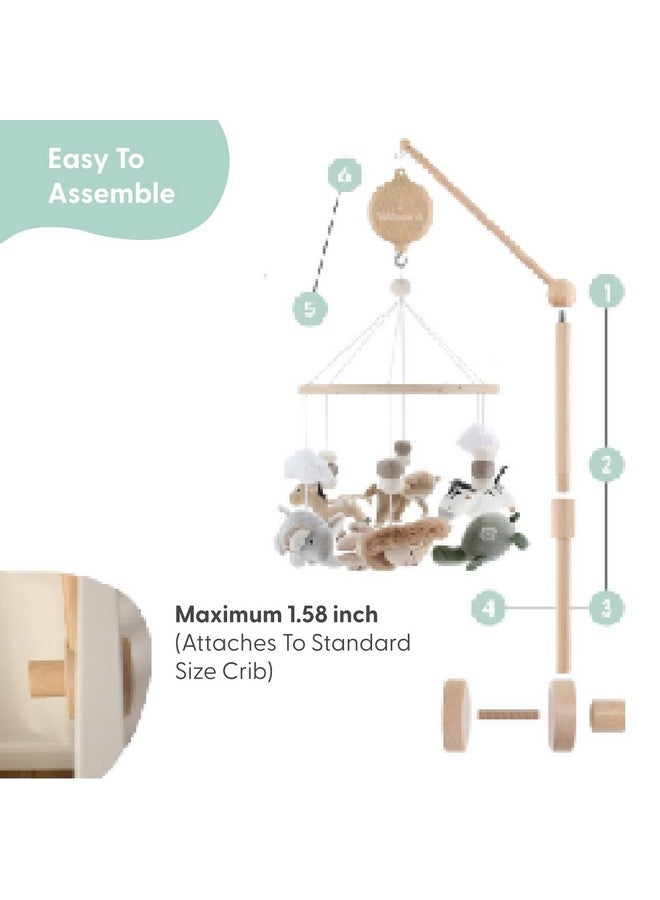 The Peanut Shell The Peanutshell Crib Mobile for Boys or Girls - Wooden Musical Baby Crib Mobile with 12 Lullabies, Jungle Animal, Baby Mobile Crib Safari Serenity Nursery Decor - Image 4