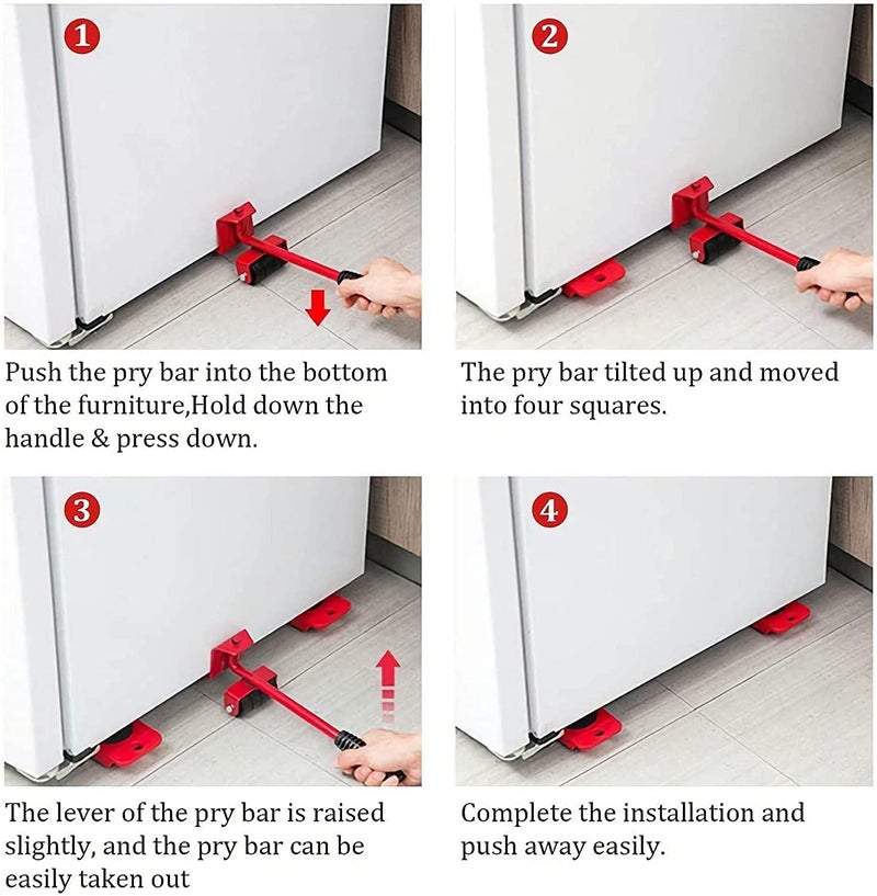 Aider Furniture Lifter Mover Tool Set Heavy Duty Furniture Shifting Lifting Moving Tool with Wheel Pads for Easy and Safe Moving, Suitable for Sofas, and Refrigerators - Image 5