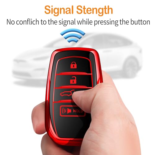 Sindeda for Toyota Key Fob Cover with Metal Keychain & Leather Strap for 2025-2026 Camry 4 Runner 2019-2026 Venza, Land Cruiser,2023-2026 Tacoma Grand Highlander,Corolla,bZ4X,4-5 Buttons(Red) - Image 5