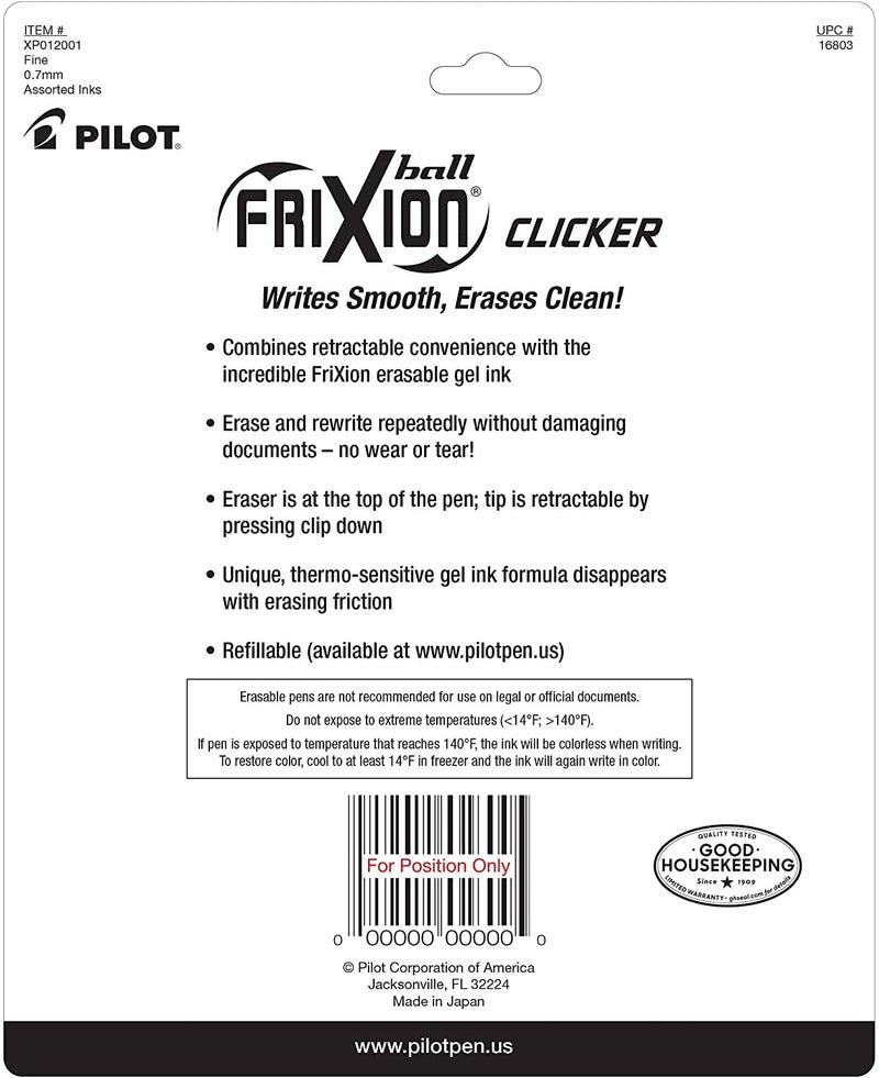 PILOT Frixion Erasable Pens, Fine Point 0.7mm Pack of 6 Black Retractable Ink Pens + 4 Bonus Refills - Image 5