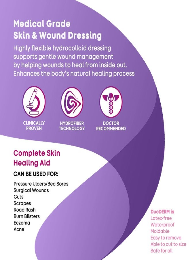 convatec ضمادة لاصقة معقمة من كونفاتيكس ديو ديرم تركيبة هلامية 4"x4" هيدروكولود للجرح الجزئي والكامل، درجة طبية، خالية من اللاتكس، مقاومة للماء، مربعة، بيج، علبة 5 قطع - Image 2