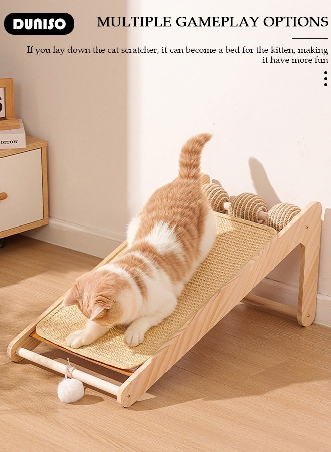 DUNISO Cat Scratcher, 60 cm L Shape Cat Scratch Pad - Cat Scratching Cardboard with Ball Toy for Indoor Cats,Triangular Fixed Natural Sisal Cat Scratch Mats With 3 Hemp Rope Cat Balls,  Large Size, Detachable for Cleaning - Image 5