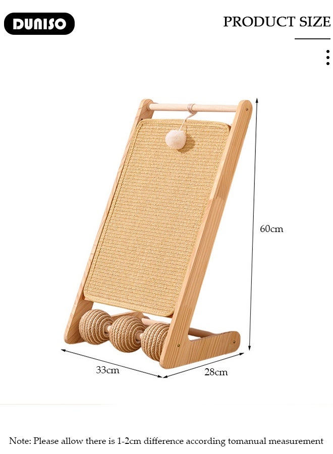 DUNISO Cat Scratcher, 60 cm L Shape Cat Scratch Pad - Cat Scratching Cardboard with Ball Toy for Indoor Cats,Triangular Fixed Natural Sisal Cat Scratch Mats With 3 Hemp Rope Cat Balls,  Large Size, Detachable for Cleaning - Image 2