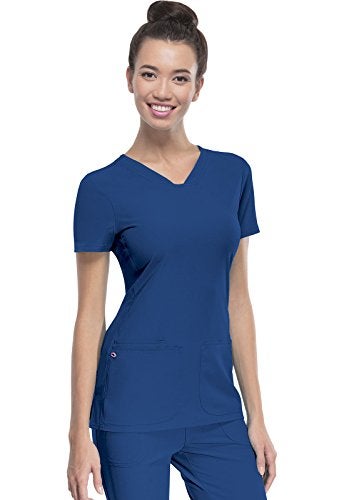 HeartSoul Women's Pitter-Pat V-Neck Scrubs Shirt, Royal, Small - Image 4