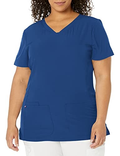 HeartSoul Women's Pitter-Pat V-Neck Scrubs Shirt, Royal, Small - Image 1